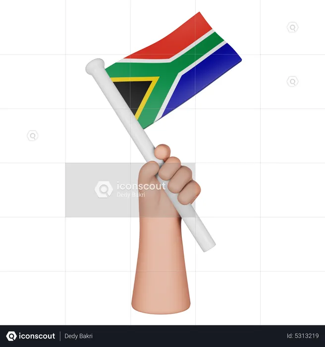 Hand Holding Flag Of South Africa Flag 3D Icon