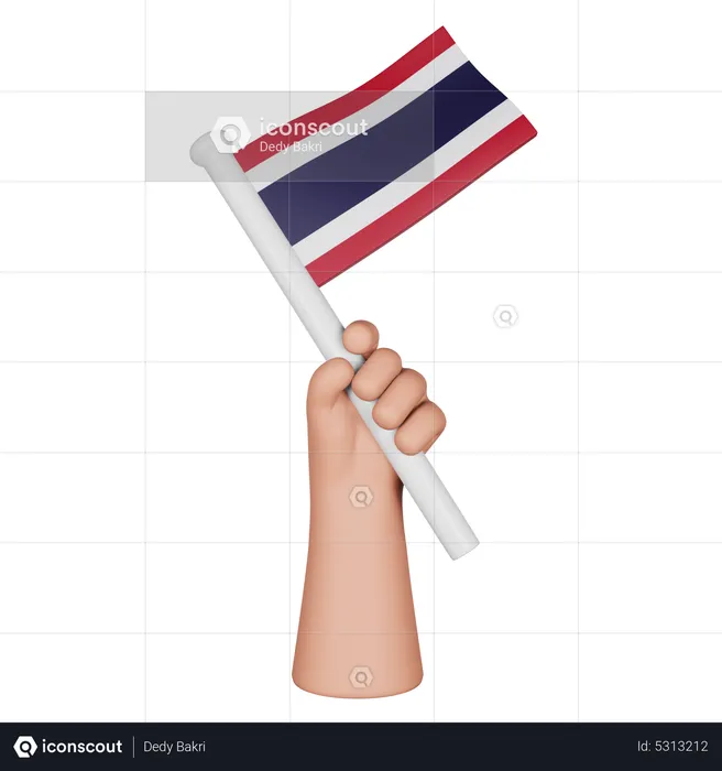 Hand Holding Flag Of Thailand Flag 3D Icon