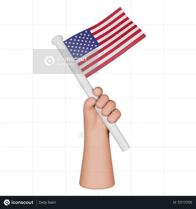 Hand Holding Flag Of United States Flag 3D Icon