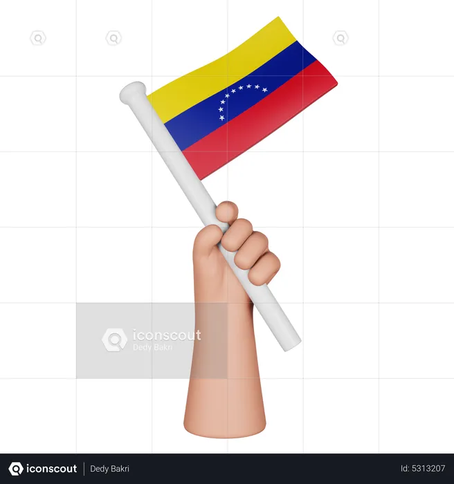 Hand Holding Flag Of Venezuela Flag 3D Icon