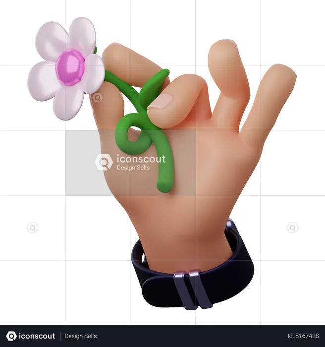 Hand Holding Flower  3D Icon