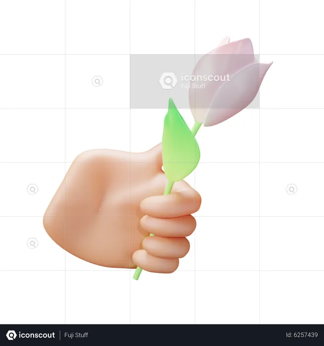 Hand holding flower  3D Icon