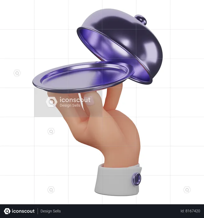 Hand Holding Food Cloche  3D Icon