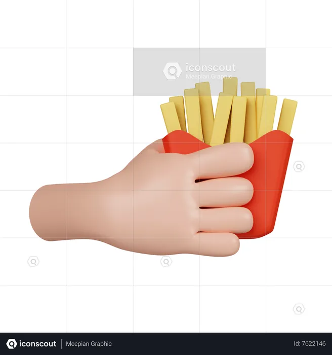 Hand Holding French Fries Emoji 3D Icon