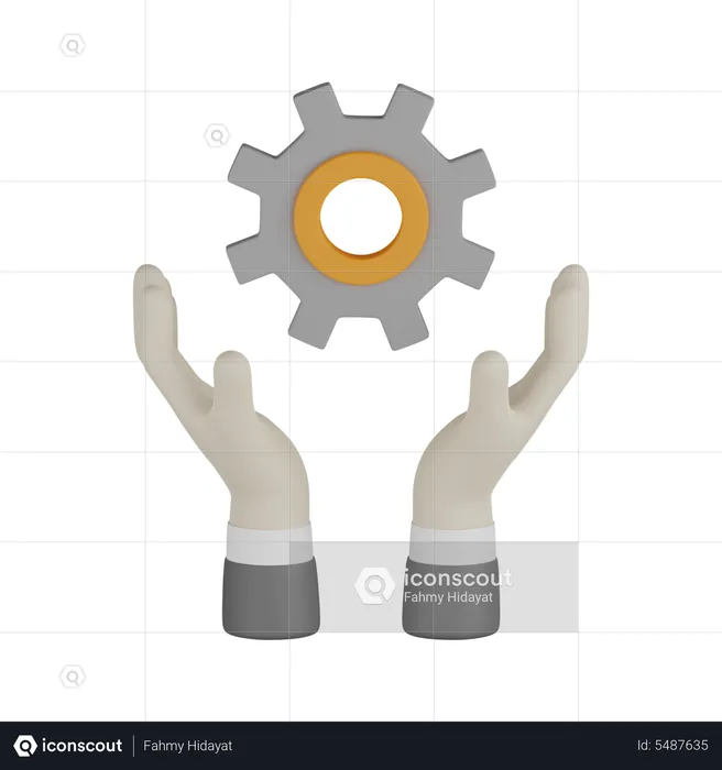 Hand Holding Gear  3D Icon