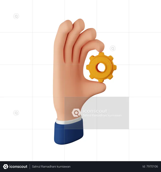 Hand Holding Gear  3D Icon