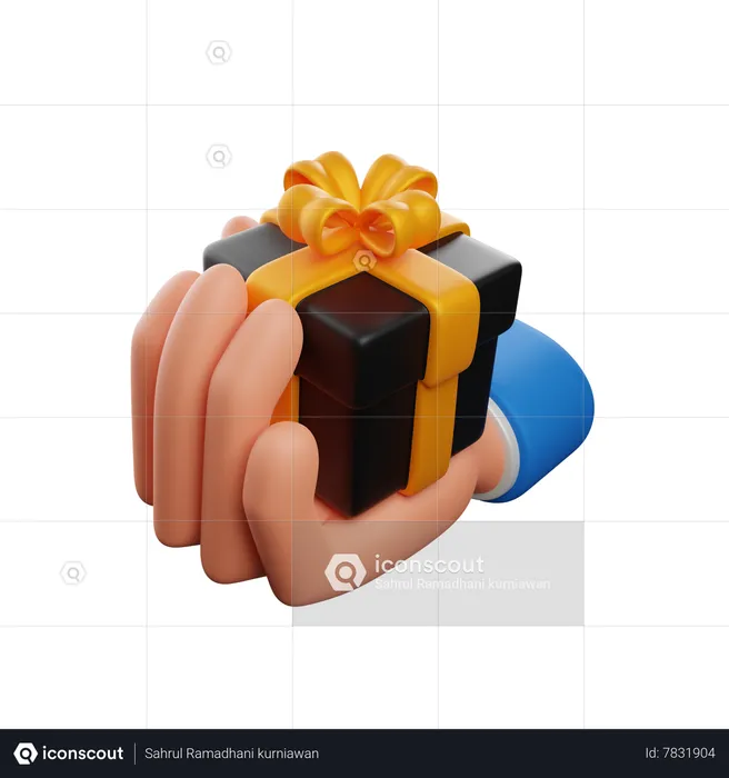 Hand holding gift box  3D Icon