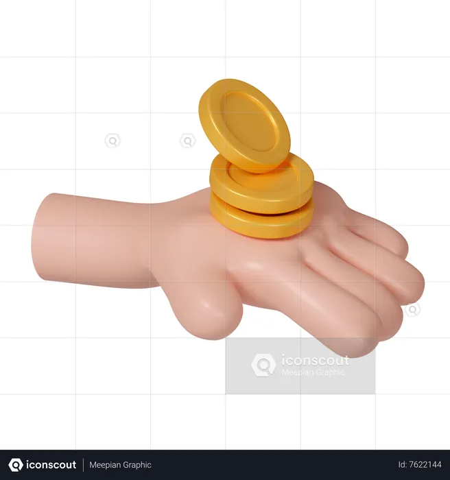 Hand Holding Golden Coins Emoji 3D Icon