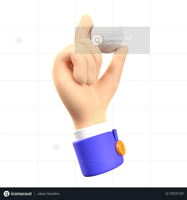 Hand Holding Golf Ball  3D Icon