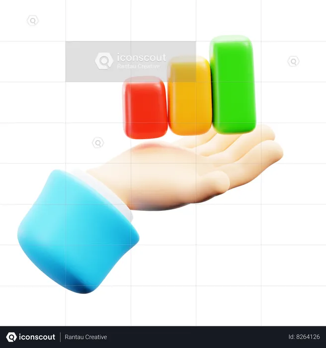 Hand Holding Growt Chart  3D Icon