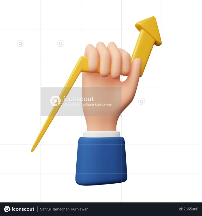 Hand Holding Growth Arrow  3D Icon