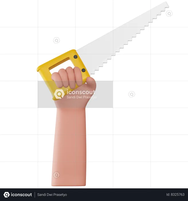 Hand Holding Hack Saw  3D Icon