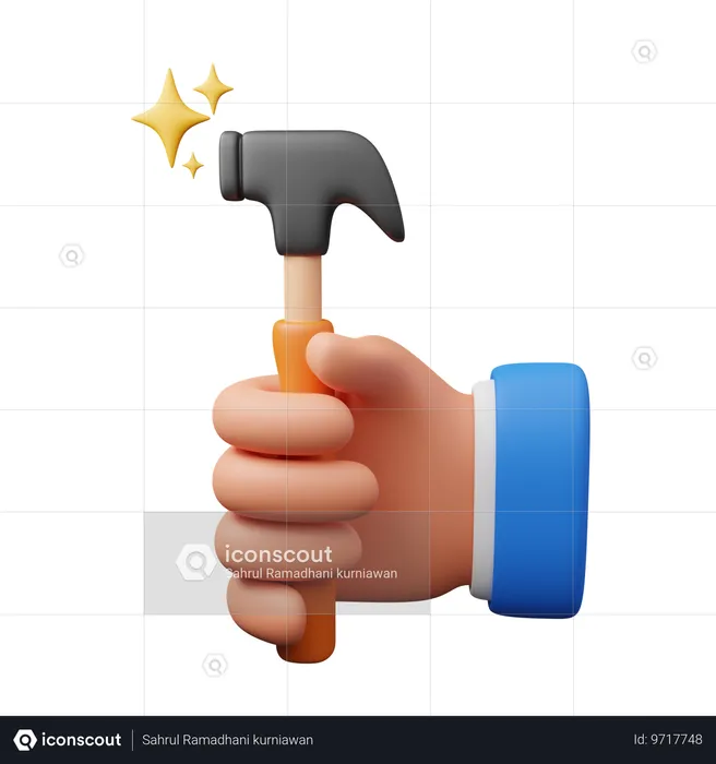 Hand holding hammer  3D Icon