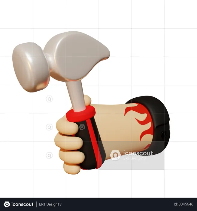 Hand holding hammer  3D Illustration