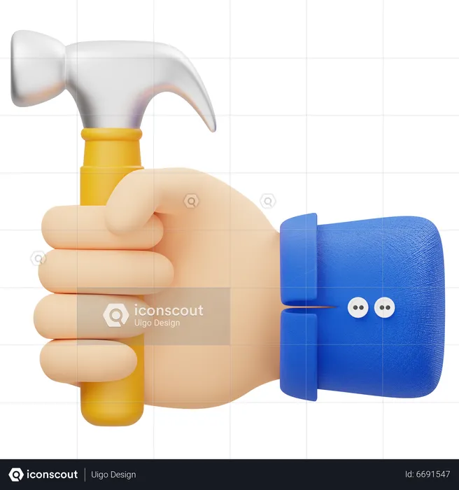 Hand Holding Hammer  3D Icon