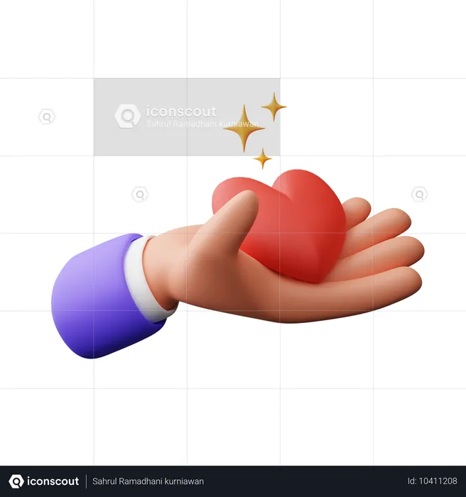 Hand Holding Heart  3D Icon