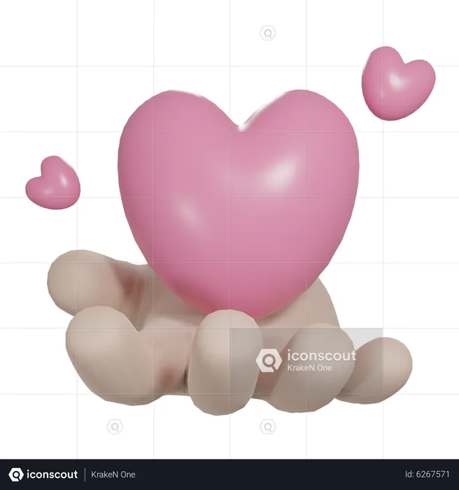 Hand Holding Heart  3D Icon