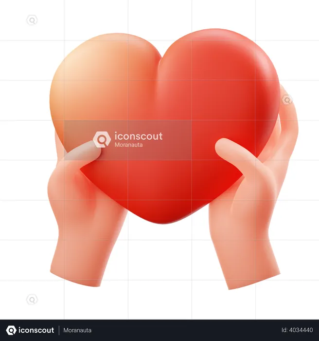 Hand Holding Heart  3D Illustration