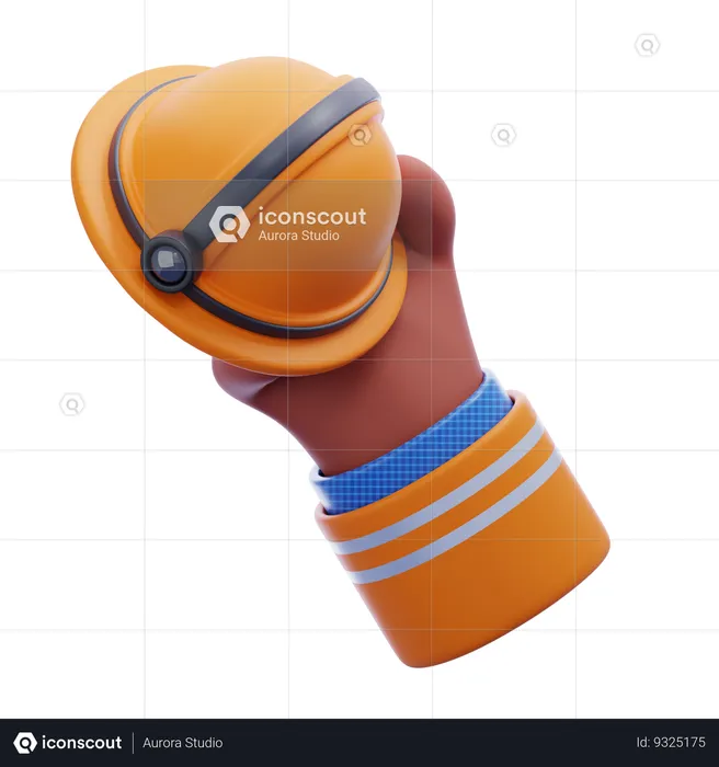 Hand holding helmet  3D Icon