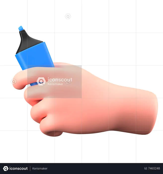 Hand Holding Highlighter  3D Icon