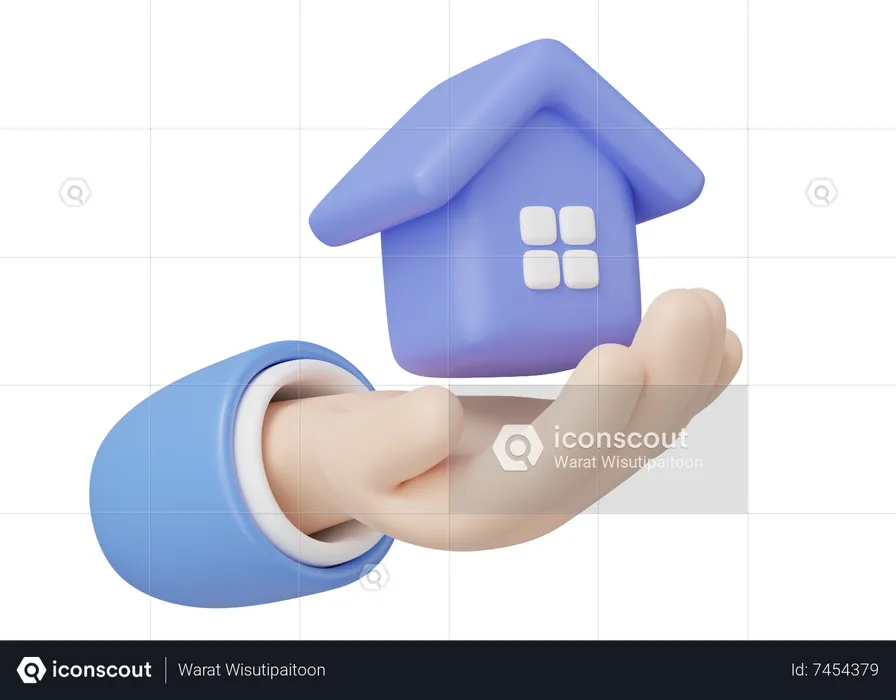 Hand Holding Home  3D Icon