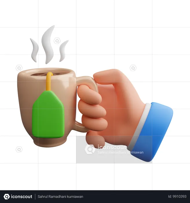 Hand Holding Hot Tea  3D Icon