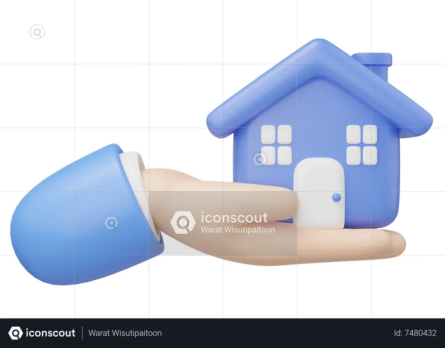 Hand Holding House  3D Illustration