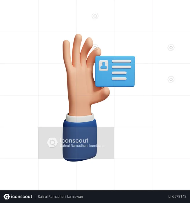 Hand Holding Id Card  3D Icon