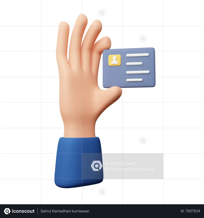 Hand Holding Id Card  3D Icon