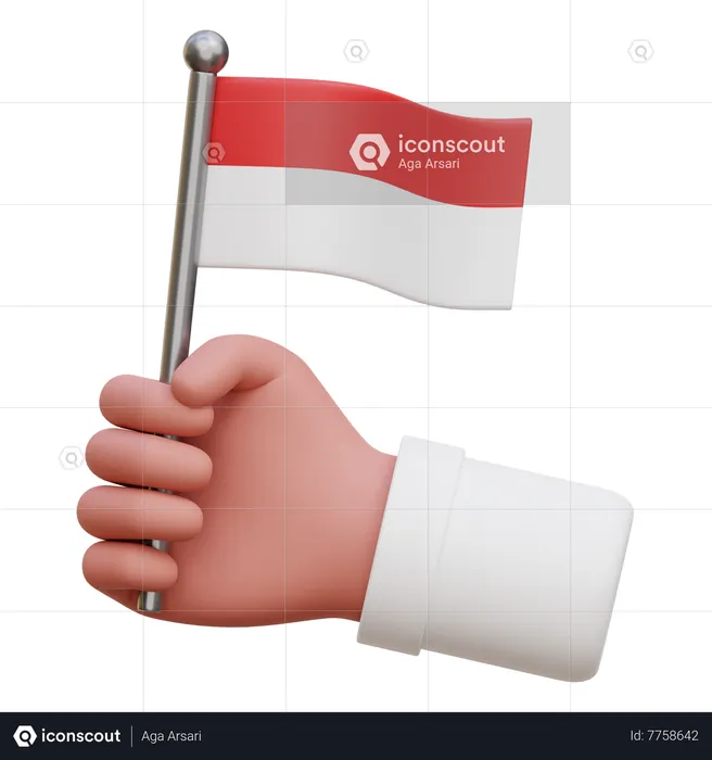 Hand Holding Indonesia Flag  3D Icon