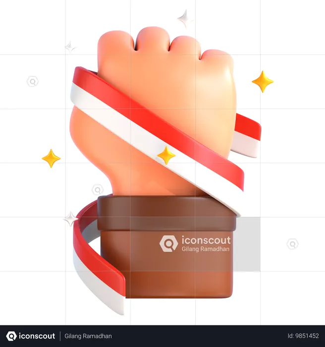 Hand Holding Indonesian Flag  3D Icon