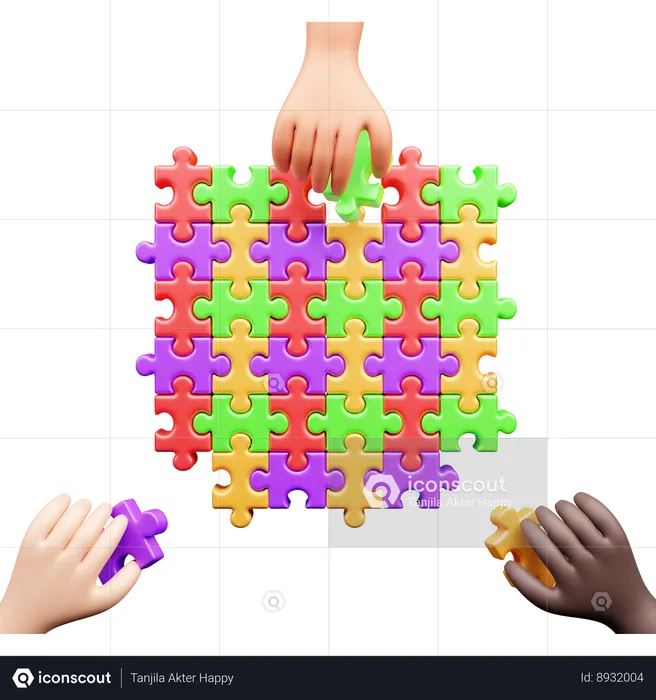 Hand Holding Jigsaw  3D Icon
