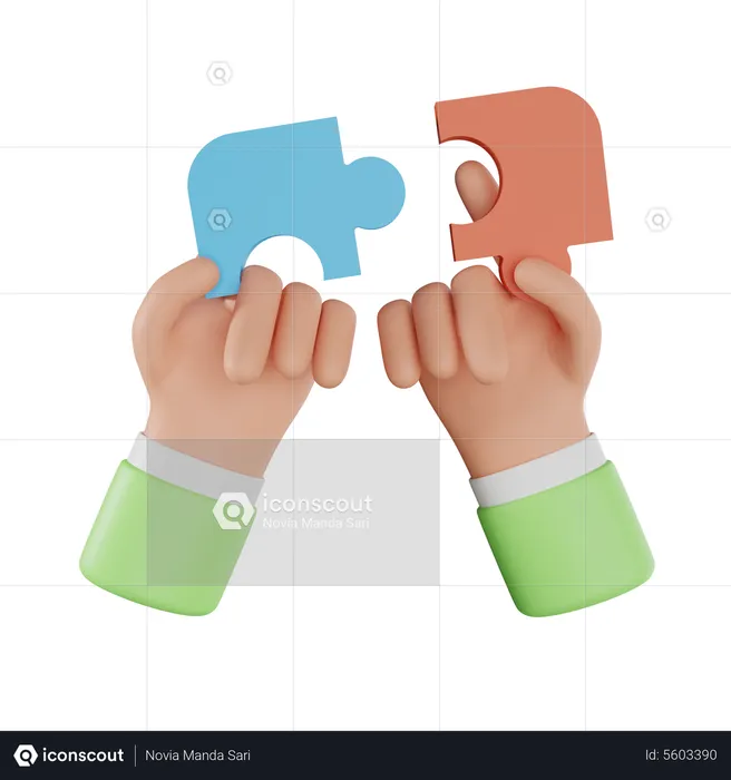 Hand Holding Jigsaw  3D Icon
