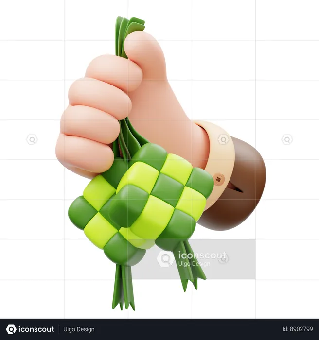 Hand Holding Ketupat  3D Icon