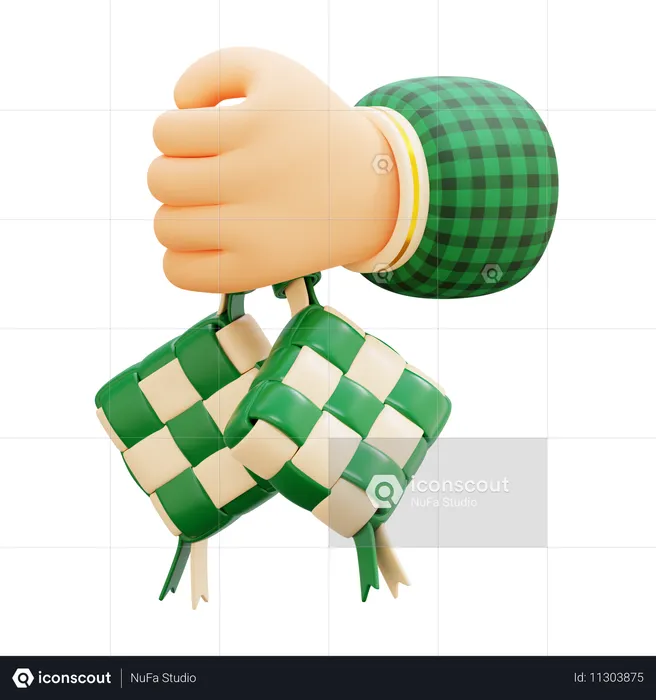 Hand Holding Ketupat  3D Icon