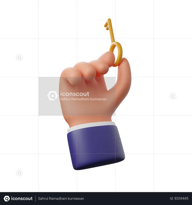 Hand holding key  3D Icon