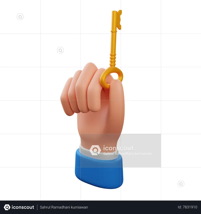 Hand holding key  3D Icon