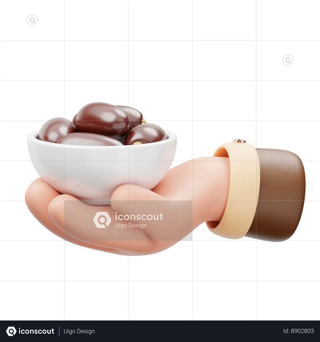 Hand Holding Kurma  3D Icon