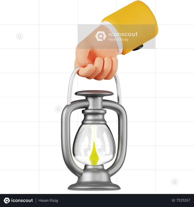 Hand Holding Lantern  3D Icon