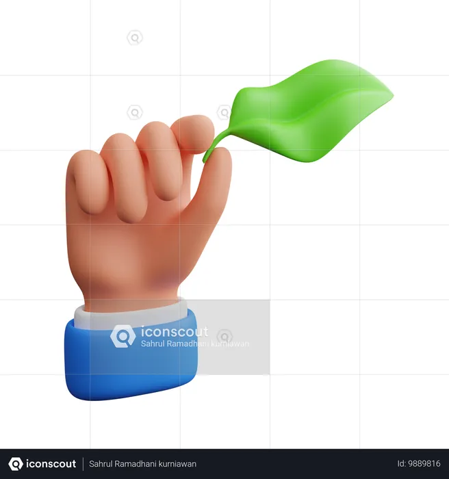 Hand Holding Leaves  3D Icon