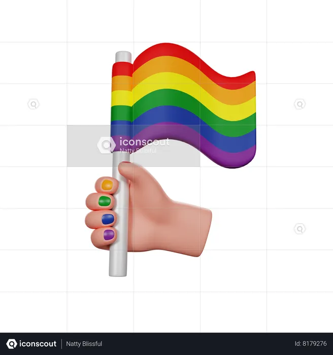 Hand Holding Lgbtq Flag  3D Icon
