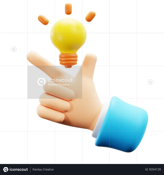 Hand Holding Light Bulb  3D Icon