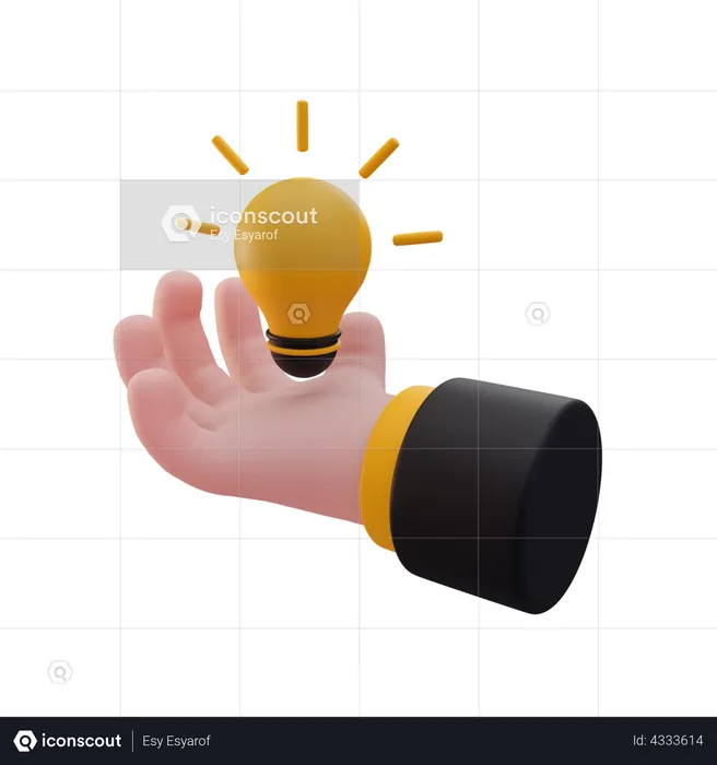 Hand holding light bulb  3D Illustration