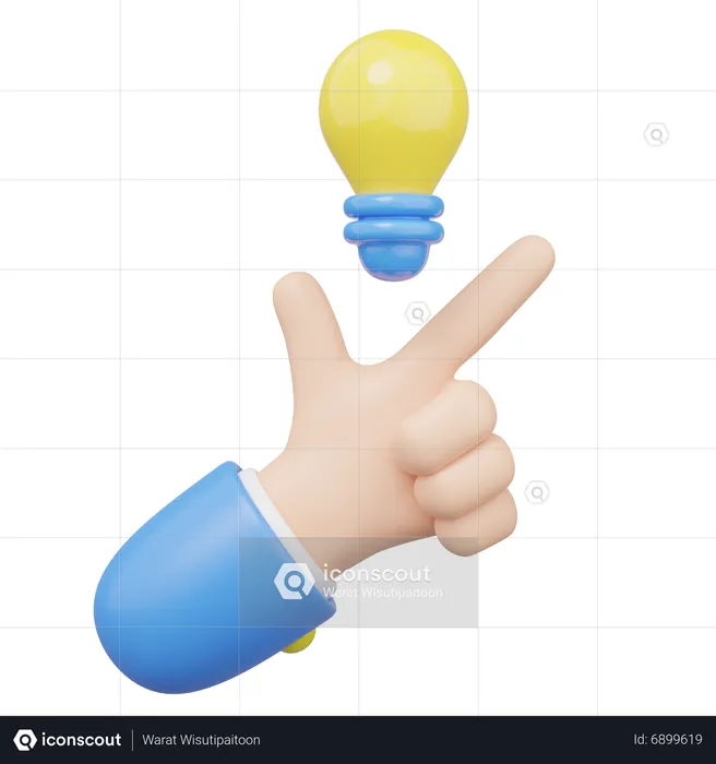 Hand Holding Light Bulb  3D Icon