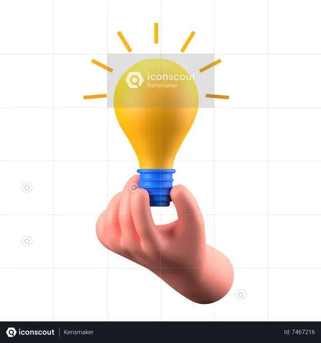 Hand Holding Light bulb  3D Icon