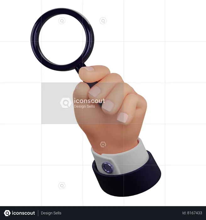 Hand Holding Magnifying Glass  3D Icon