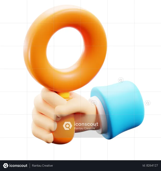 Hand Holding Magnifying Glass  3D Icon