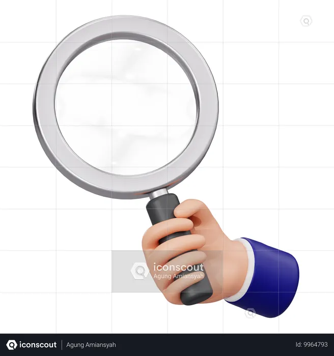 Hand Holding Magnifying Glass  3D Icon