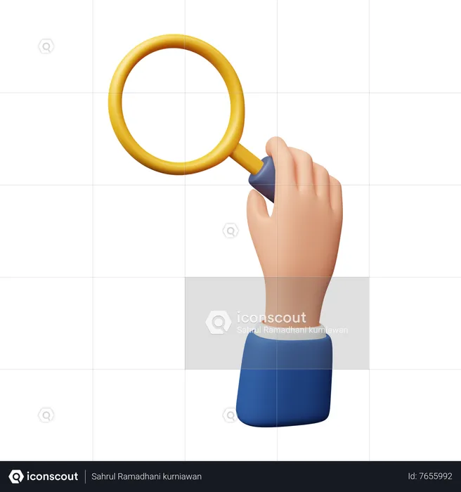 Hand Holding Magnifying Glass  3D Icon