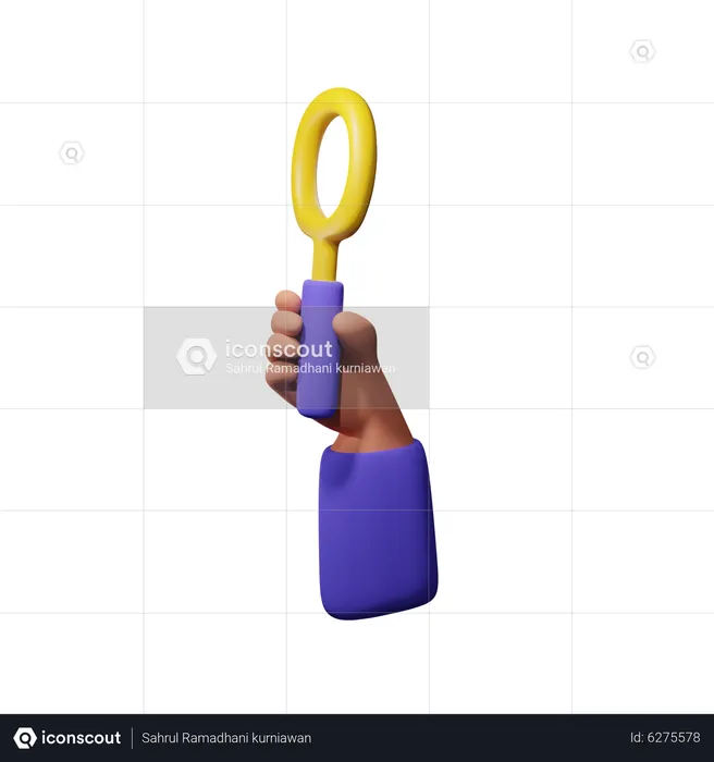 Hand Holding Magnifying Glass  3D Icon